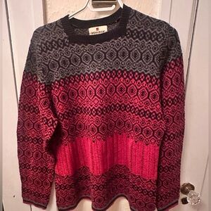 Woolrich Ruby Fair Isle Sweater | Lace Knit Panel | Square Neck | Women’s M